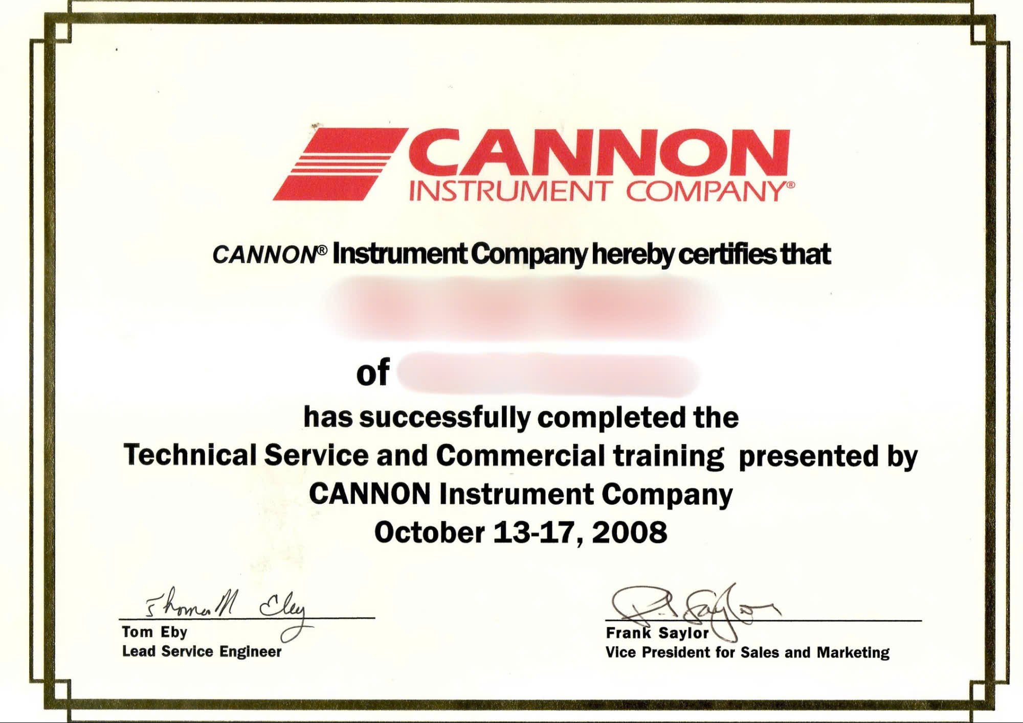 canon certificate