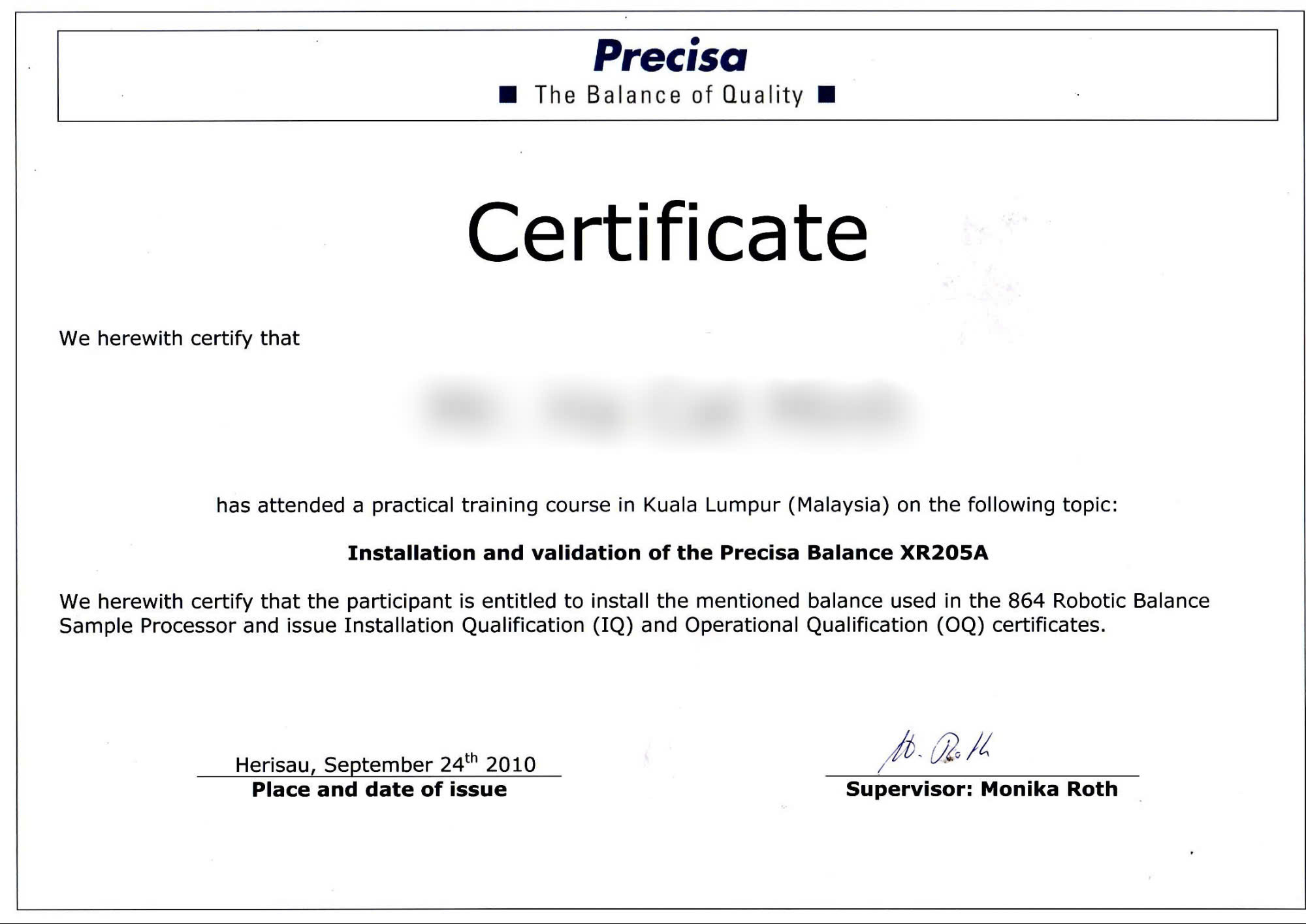 presica certificate